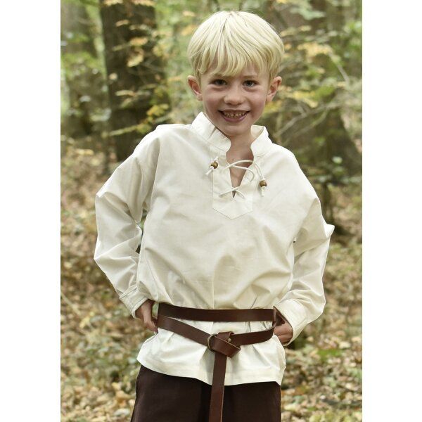 Chemise médiévale pour enfants Colin, avec lacets, naturel