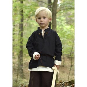 Chemise médiévale pour enfants Colin, avec lacets, noir