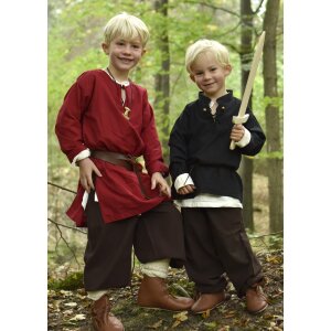 Chemise médiévale pour enfants Colin, avec lacets, noir