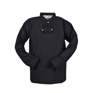 Chemise médiévale pour enfants Colin, avec lacets, noir