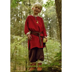 Tunique médiévale à manches longues / chemise Arn pour enfants, rouge