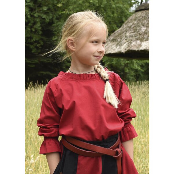 Blouse médiévale à manches longues Helena pour enfants, rouge