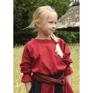 Blouse médiévale à manches longues Helena pour enfants, rouge
