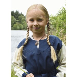 Robe viking pour enfants Solveig, bleu/naturel