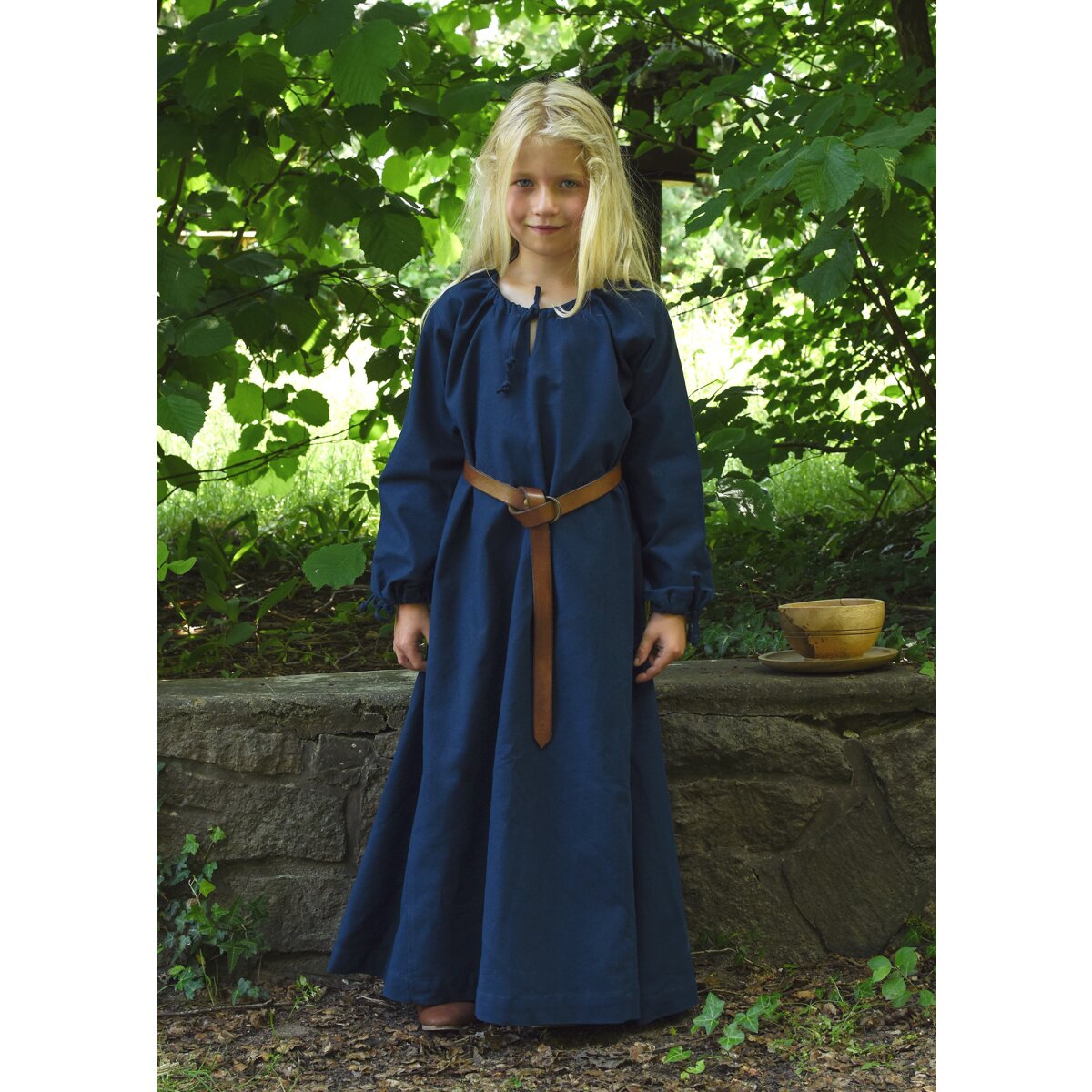 Abito medievale per bambini, sottoveste Ana, blu