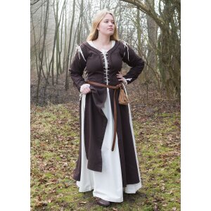 Sur-robe médiévale Marit avec lacets, marron