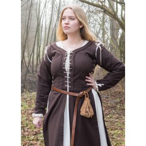 Sur-robe médiévale Marit avec lacets, marron