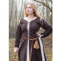 Sur-robe médiévale Marit avec lacets, marron