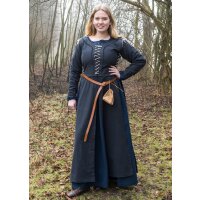 Sur-robe médiévale Marit avec lacets, bleu foncé