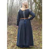 Sur-robe médiévale Marit avec lacets, bleu foncé