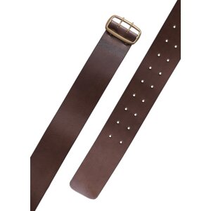 Ceinture en cuir avec boucle en laiton, marron foncé, environ 135 cm