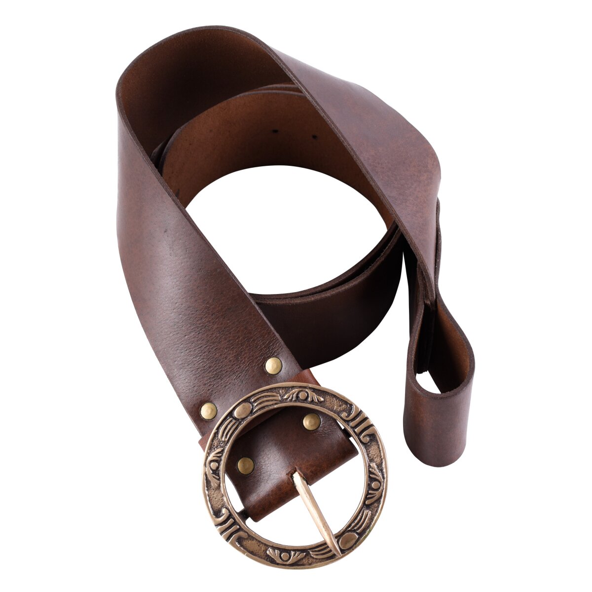 Pirate leather cross belt with round buckle