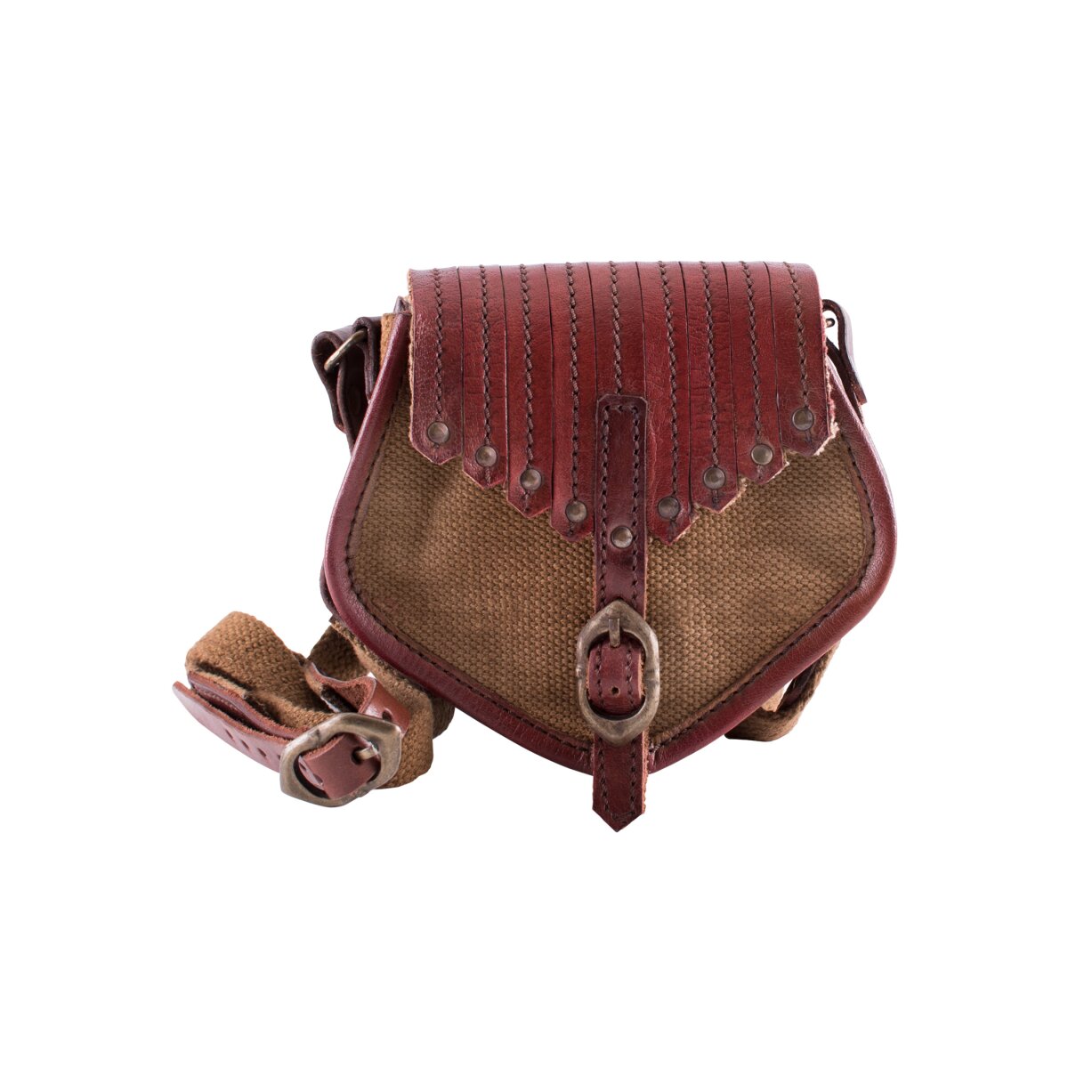 Viking style bag made of leather and canvas