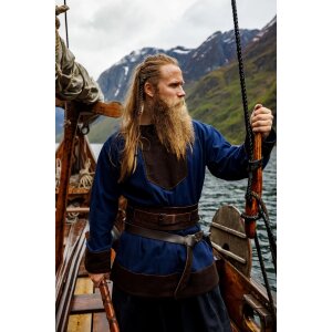 Tunique viking en laine "Roland" bleu foncé