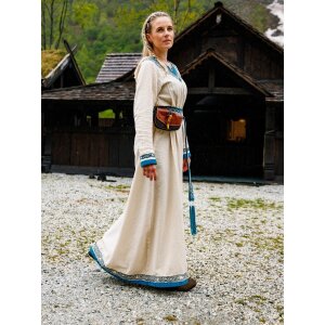 Robe viking "Lagertha" nature/bleu XS