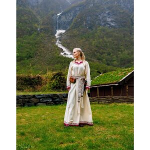 Robe viking "Lagertha" nature/rouge XXXL