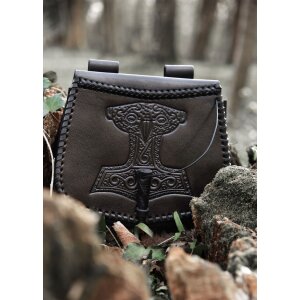 Sac banane noir en cuir estampillé du marteau de Thor