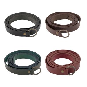 Ceinture médiévale longue en cuir avec anneau en fer, 160 cm, différentes couleurs