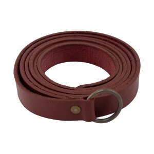 Ceinture médiévale longue en cuir avec anneau en fer, 190 cm, différentes couleurs