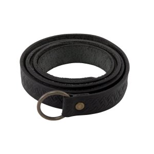 Ceinture longue avec nœuds celtiques en cuir avec anneau en fer, 160 cm, différentes couleurs