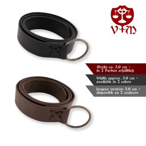 Ceinture médiévale large avec anneau en fer 190 cm