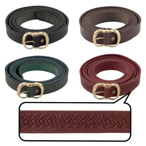 Ceinture médiévale en cuir avec des nœuds et une boucle en laiton, 160 cm, différentes couleurs