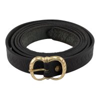 Ceinture médiévale en cuir avec des nœuds et une boucle en laiton, 160 cm, différentes couleurs