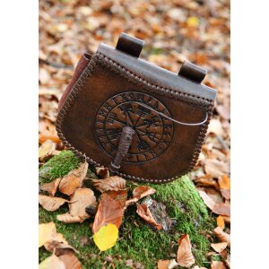 Sac banane en cuir marron avec embossage Vegvisir