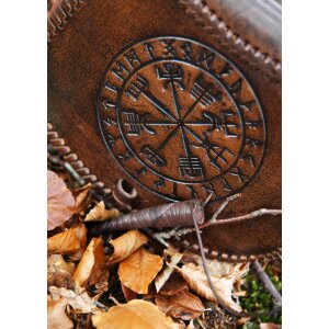 Sac banane en cuir marron avec embossage Vegvisir