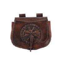 Sac banane en cuir marron avec embossage Vegvisir