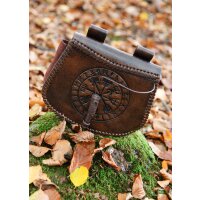 Sac banane en cuir marron avec embossage Vegvisir