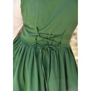 Robe médiévale à bretelles / sur-robe verte "Lene