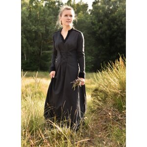 Robe médiévale noire avec détails en velours "Meira