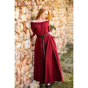 Floor-length short sleeve dress red...