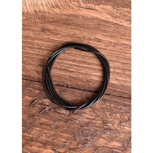 Lanière ronde en cuir de chèvre, 1,5 mm, noir, 1 m