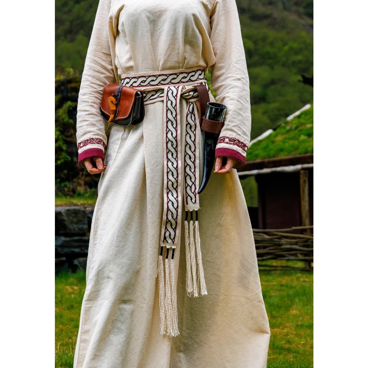 Ceinture viking en coton naturel, "Elina".