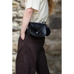 Sac banane en cuir noir "Erin" avec gaufrage celtique