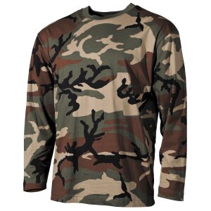 T-shirt camouflage outdoor, manches longues, woodland, 170 g/m²,