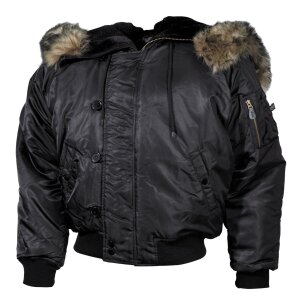 US blouson polaire N2B, noir, doublure &eacute;paisse