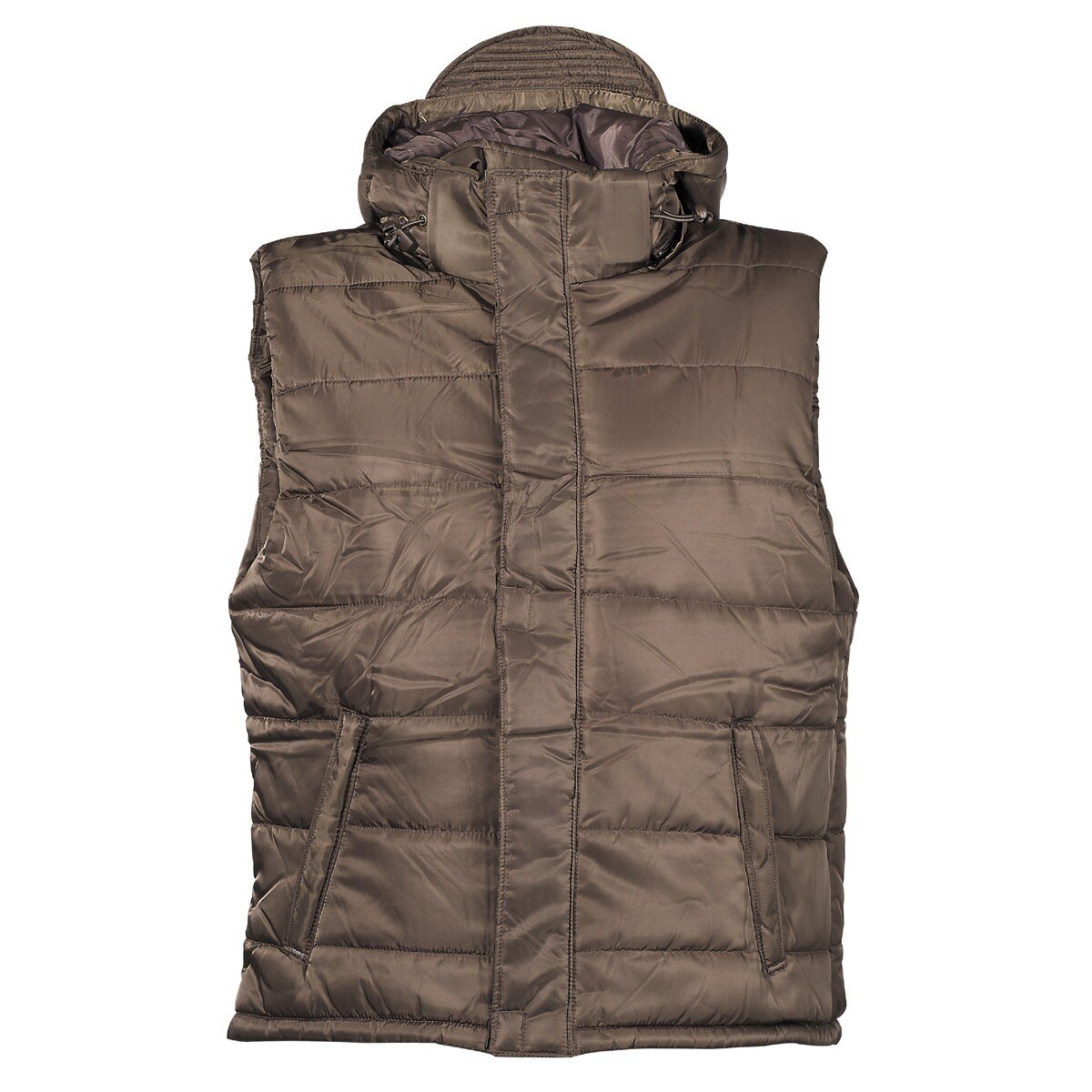 Vest, OD green, lined, detachable hood