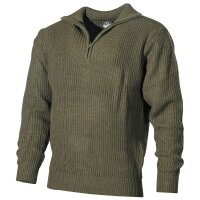 pullover, "Troyer", olive, avec fermeture éclair