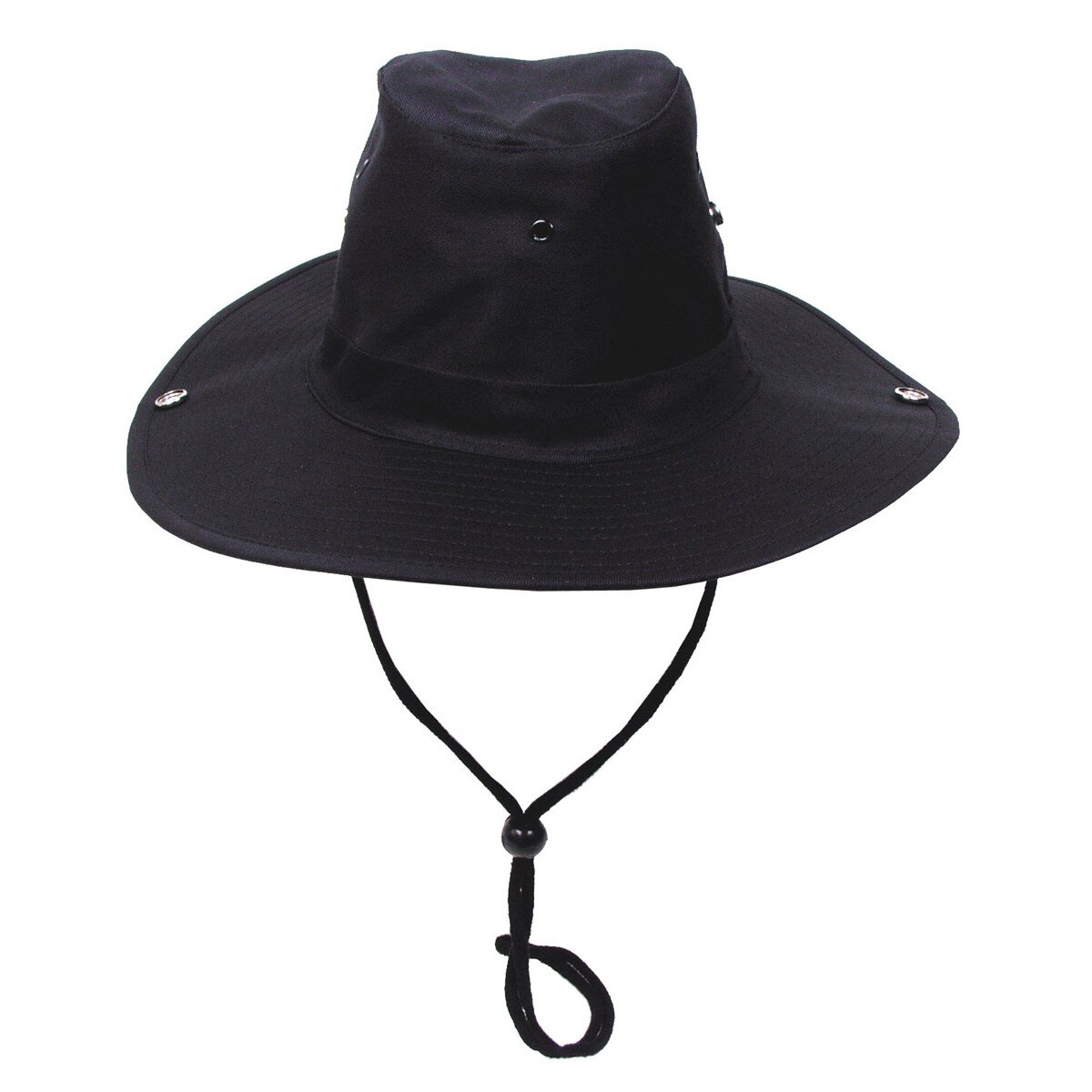 Cappello a cespuglio, nero, con sottogola, sollevabile