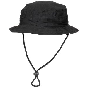 Boonie Outdoor chapeau ou chapeau de brousse en Rip Stop, noir