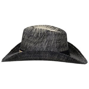 Chapeau de paille, "Texas", avec ruban pour chapeau, noir-brun