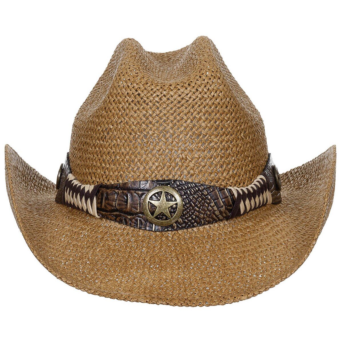 Straw Hat, "Georgia", with hat band, brown