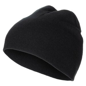 bonnet, "Beanie", noir, tricot fin, court