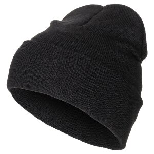 bonnet roulé, 100 % laine, tricot fin, noir