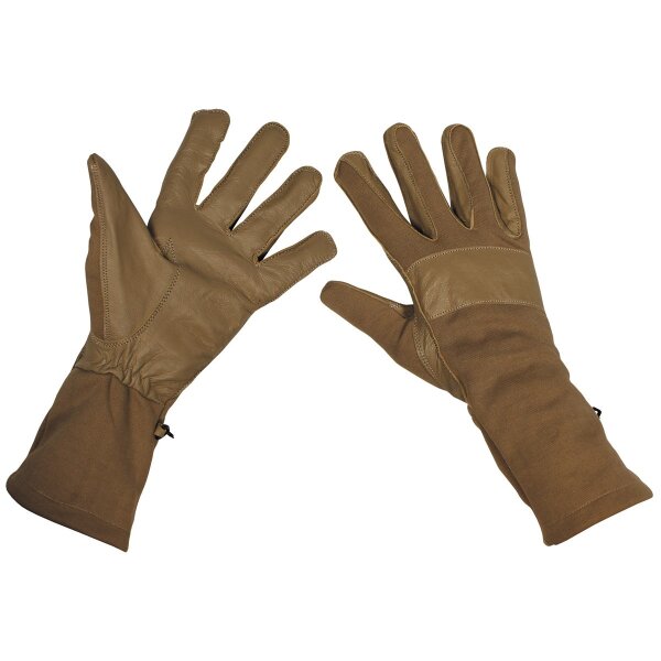 Bundeswehr gants de combat, coyote, manchette longue, garniture cuir