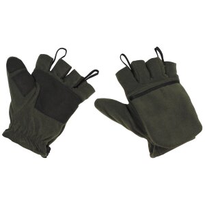 Fleece Gloves, OD green, with pull loops