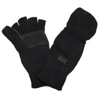 Gants poings tricotés, noir, doublés